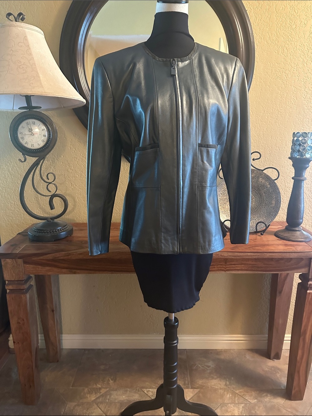 Doncaster Charcoal Black Leather Blazer